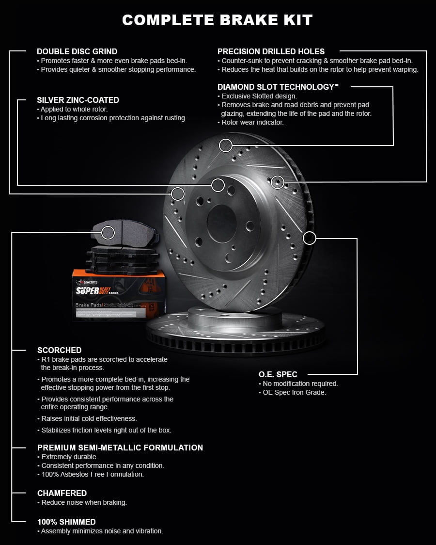 R1 Concepts Rear Brakes and Rotors Kit |Rear Brake Pads| Brake Rotors and Pads| Super Duty Brake Pads and Rotors  WGXN1-40044