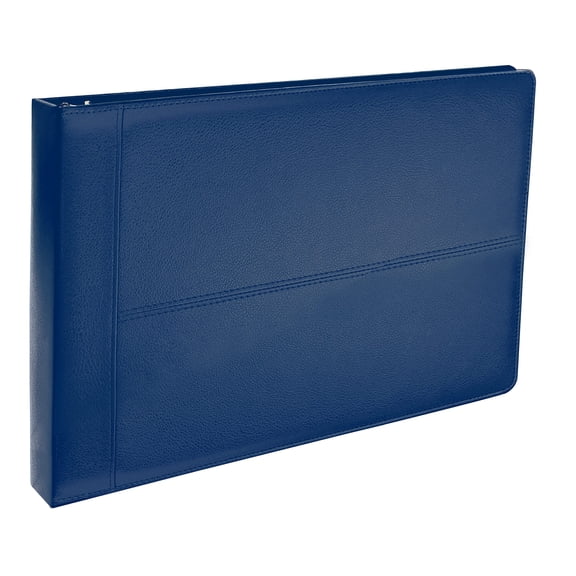 7 Ring Executive Check Binder with Zipper Pouch, Textured Premium Leatherette Cover, for 9 x 13" 3 Per Page Business Checks, 600 Check Capacity Checkbook Holder, by Gold Seal (Blue)