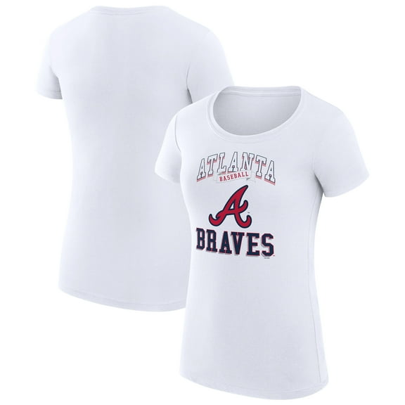 Women's G-III 4Her by Carl Banks White Atlanta Braves Super-Slim Fit Lightweight Team Logo Graphic T-Shirt