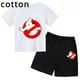 thumbnail image 2 of Conjunto de camiseta de algodón de la película de monstruos de Los Cazafantasmas para niños y niñas, ropa de cumpleaños con temática de verano de dibujos animados de anime, manga corta, 2 of 5