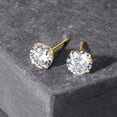 thumbnail image 2 of 14K Gold Plated   over Sterling and 3.00 CTTW Round Stud Earring with simulated diamonds, 2 of 5