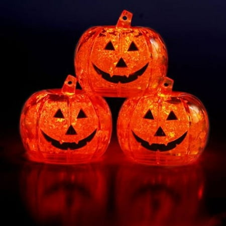 Set of 3 Brand Light up LED Ice Cubes Pumpkin Jack O Lantern, Safe & non toxic. FDA approved. By (Best Jack O Lanterns)