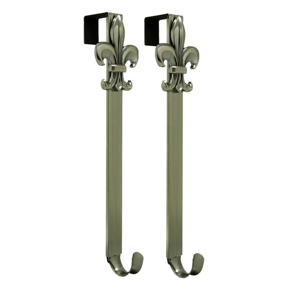 Haute Decor Adapt™ Adjustable Wreath Hanger with Fleur-de-lis Icon - Antique Brass 2 Pack