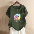 thumbnail image 2 of Camisas de Manga Corta para las Mujeres, Blusa de Botón de Impresión Casual con Cuello Redondo Hecha de Tela Suave Transpirable para Verano Primavera, Blusas de Manga Corta para las Mujeres, 2 of 4