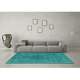 thumbnail image 3 of Ahgly Company Machine Washable Indoor Rectangle Oriental Turquoise Blue Industrial Area Rugs, 5' x 7', 3 of 4
