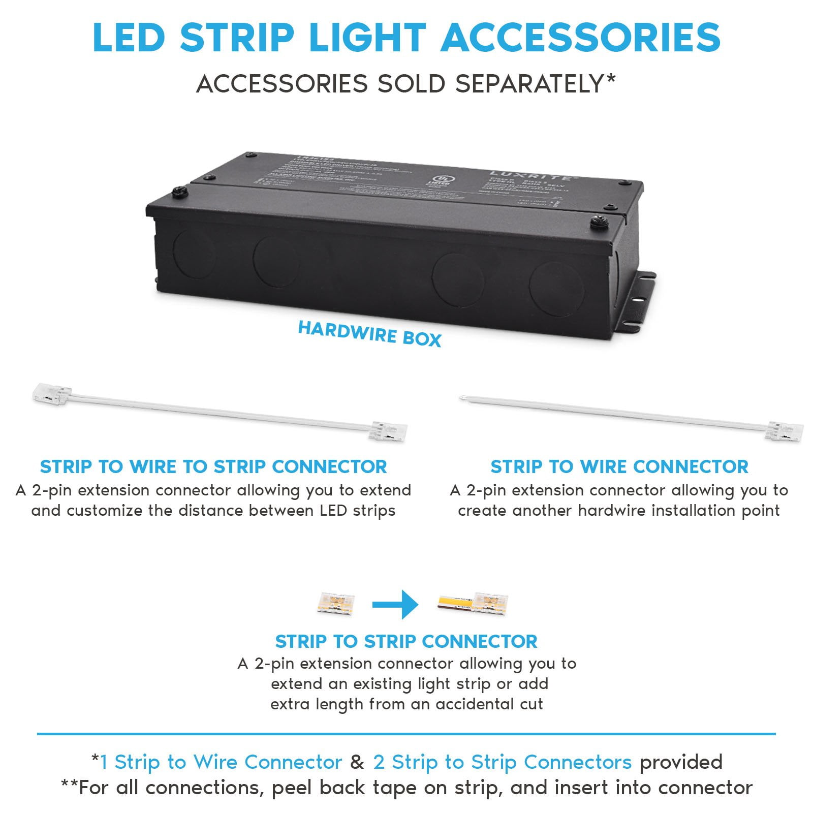 Luxrite LED Strip Lights 16.4FT, 3000K Soft White, 8mm, 270 Lumens/FT, Cut to Length, 3W/FT, CRI 90, UL Listed