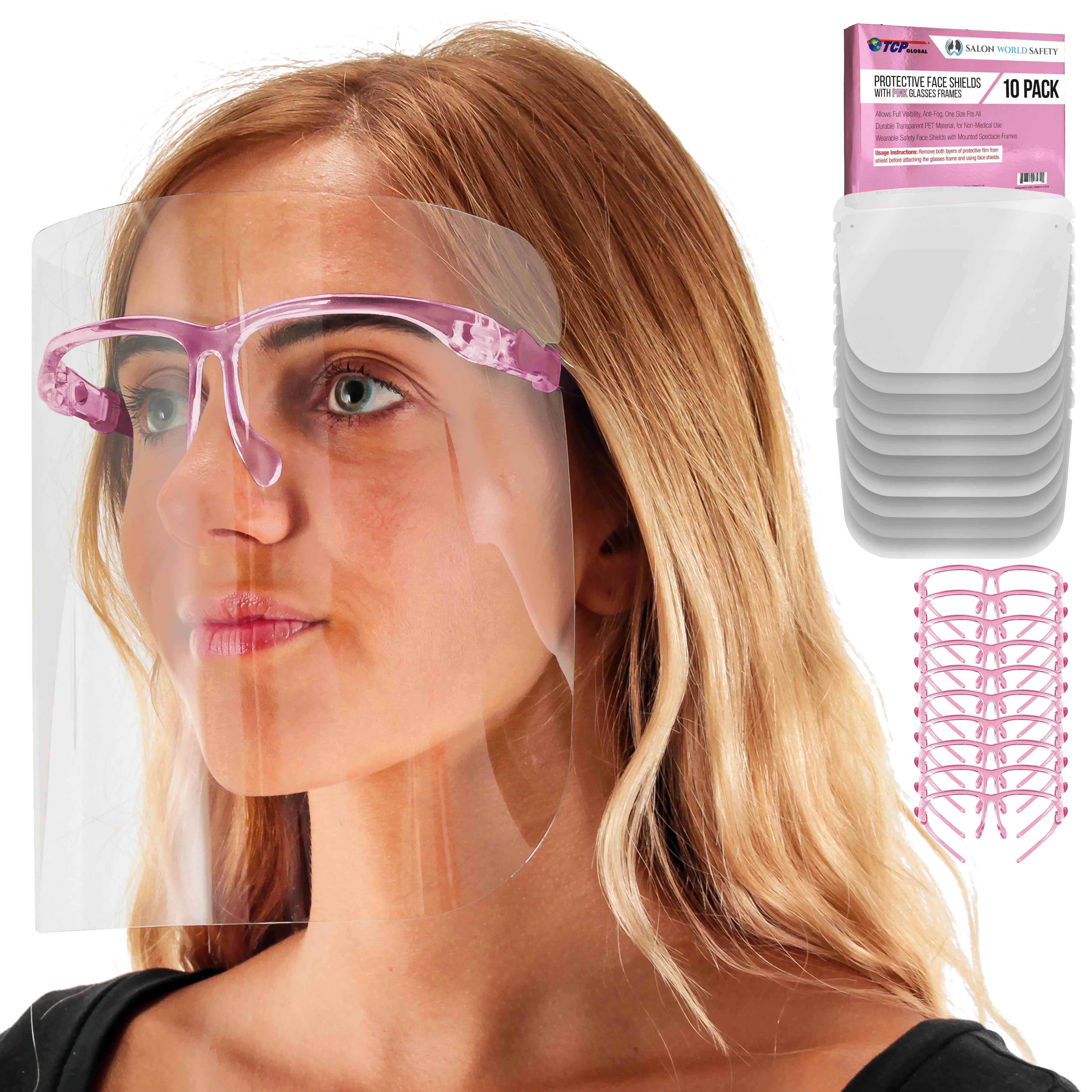 Fast Shipping 5PC Face Shield w/Glasses Reuseable Fits Over Glasses-AntiFog 