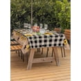 thumbnail image 3 of Outdoor Table Cloth with Umbrella Hole and Zipper, Sunflower Waterproof Rectangle Tablecloth 54"x80", Black White Plaid Farmhouse Stars Washable Table Cover for Outside Party Patio Picnic, 3 of 8