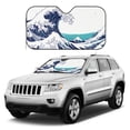 thumbnail image 2 of DouZhe Car Sunshades for Windshield, Ocean Splash Wavy Pattern Car Sun Shade Block Heat and UV Rays, 55" x 30", 2 of 8