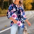thumbnail image 5 of TaTaai Women Plus Size T-Shirt Crew Neck Chest Cutout 3/4 Sleeve Random Print Spring Summer Casual Base Top Ladies Daily Street Wear Lightweight Breathable Non-See-Through Top Gift, 5 of 6
