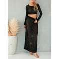 thumbnail image 6 of KelaJuan Women’s Full Sequin Cropped Tops Long Sleeve Round Neck Show Navel Glitter Sparkle Party Blouses, 6 of 9