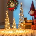 thumbnail image 5 of Costway 32" 24" 16" Set of 3 Lighted Rattan Cone Trees with LED Lights and Metal Frame, 5 of 9