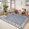 thumbnail image 1 of 10x13 Area Rug for Living Room Washable Vintage Floral Pattern Large Bedroom Rug Indoor Modern Geometric Bordered Rug Soft Non-Slip Under Table Carpet for Dining Room Apartment Office, Grey, 1 of 9