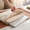 thumbnail image 4 of Laptop Bag, Shockproof Business Travel Protective Case Portable Handheld Computer Storage Cover Sleeve for Notebook Office and College Students, Beige, 4 of 5