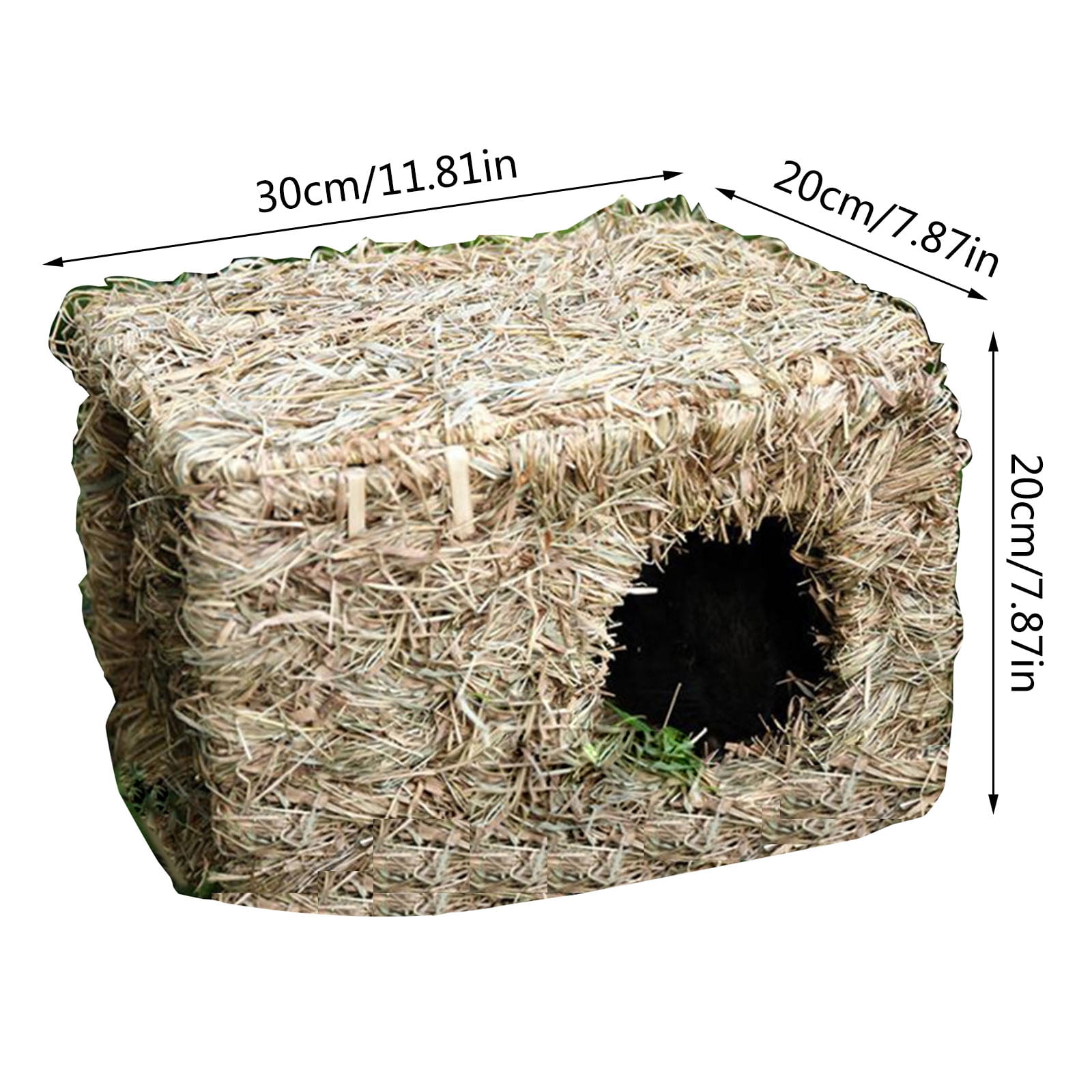 Bunny Grass House Natural Straw Woven Nest Tunnel Chew Toys for Hamsters