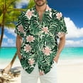 thumbnail image 2 of Men Hawaiian Shirt Short Sleeves Printed Button Down Shirts Summer Beach Mens Shirts Clearance 10-Dark Green M, 2 of 5