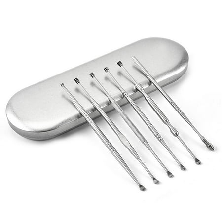 Ear Wax Removal Tool, 6pcs Ear Candles Stainless Steel Curette Earwax Removal Kit with Storage (Best Way To Get Impacted Ear Wax Out)