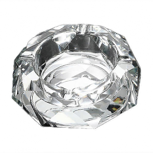 Crystal Glass Ashtray 10cm for Home Office Hotel Decor Modern Decorative Accessory for Club KTV