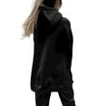 thumbnail image 3 of DYMADE Women Solid Color Pocket Loose Hooded Fleece Sweater Long Sleeve Top, 3 of 4