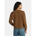 thumbnail image 3 of Time and Tru Women's Slub Texture Ribbed Sweatshirt with Long Sleeves, Sizes XS-XXXL, 3 of 5