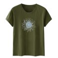 thumbnail image 5 of Njagoc3 Classic Fit Womens Basic Crewneck Short Sleeve Sunflower Graphic Print Breathable PolyCotton Casual Summer Tee, 5 of 6