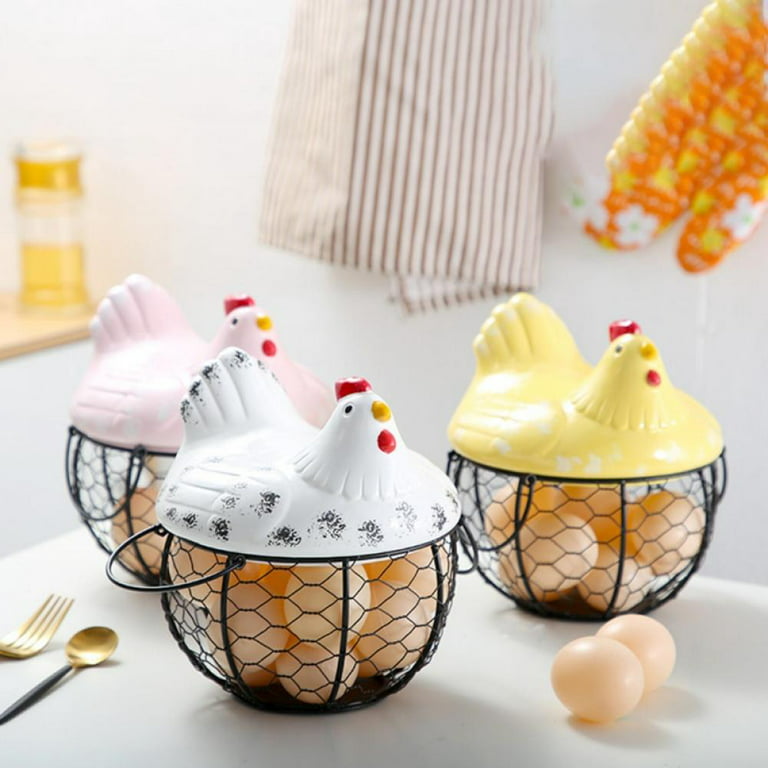Hot Products-chicken Egg Baskets for Fresh Eggs, Wire Egg Collection  Basket, Ceramic Fresh Egg Holde