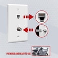thumbnail image 3 of ENERLITES Combination Coaxial TV Cable / RJ11 Telephone Jack Wall Plate, F-Type F81 Connector, 6-Position 6-Conductor (2-Line Support), 1-Gang, White (10 Pack), 3 of 5
