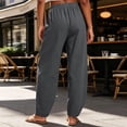 thumbnail image 6 of Women's Tapered Pants, Mid Rise Casual Pants with Elastic Waist & Side Pockets, Work Travel Running Outdoor Wear | VerBelle,Dark Gray M, 6 of 8