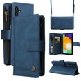 thumbnail image 1 of SaniMore Case for Samsung Galaxy A14 5G 6.6" 2023, PU Leather Zipper Wallet Cover [RFID Blocking] Card Slot Magnetic Clsap Flip Folio with Wrist/Crossbody Strap Kickstand Full Protective Cover, Blue, 1 of 18