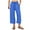 Blue, variant on Linen Capris Pants Women's Linen Drawstring Capris, Elastic Waist Loose Wide Leg Cropped Pants with Pockets for Summer Casual Beach Vacation Dark Gray L