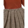 thumbnail image 5 of Canrulo Kids Baby Girls Clothes 2pcs Solid Knit Long Sleeve Turtleneck Sweater Tops Plaids Skirts Sets Brown 2-3 Years, 5 of 7