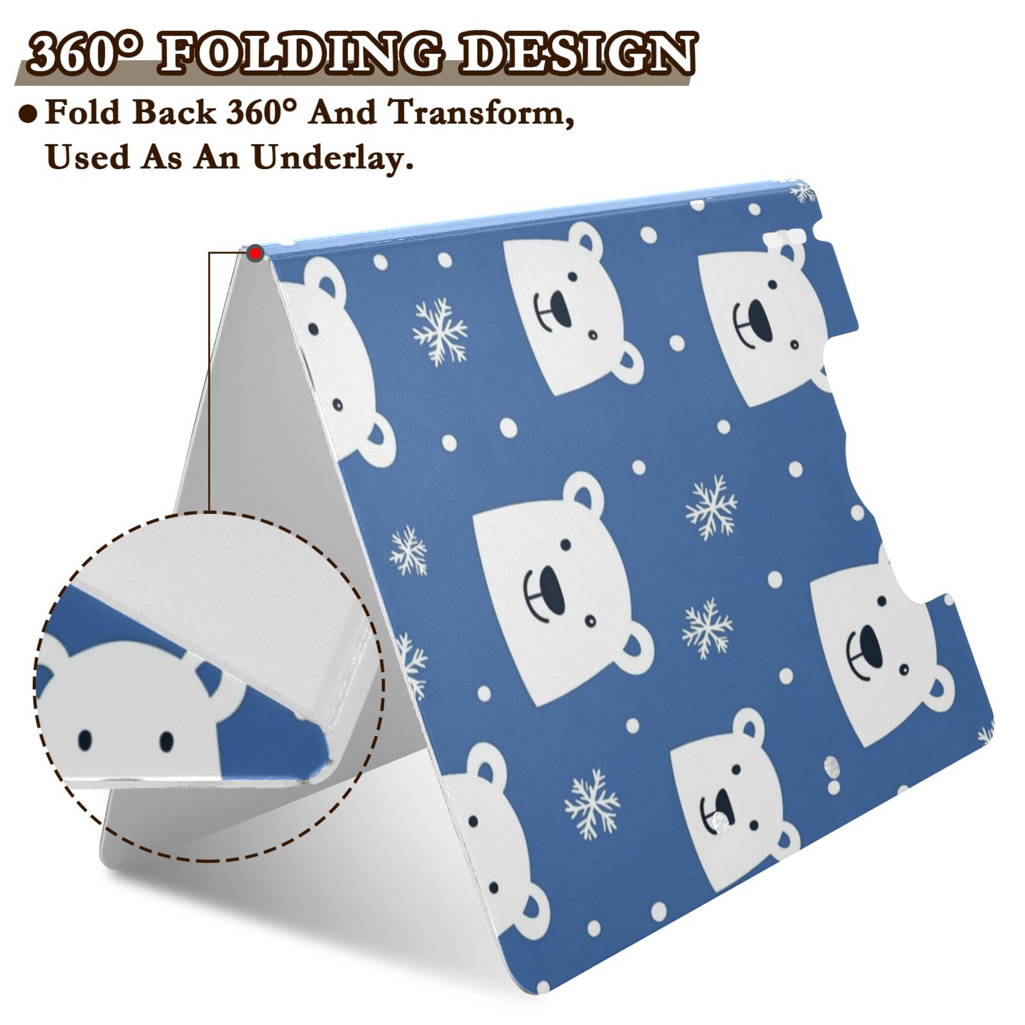 FORMRS A4 Clipboard Folder with Pen Holder Horizontal Foldable School Office Binder, White Polar Bear
