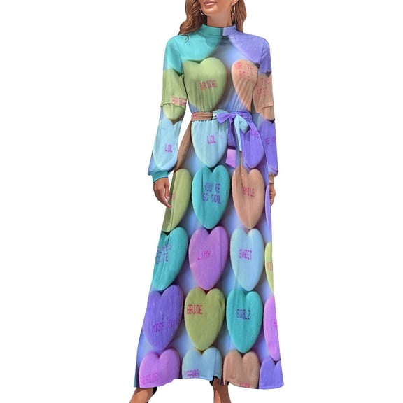 Tiny Conversation Hearts Pattern. Candy Background Long Dress summer dress for women 2024 Evening dresses