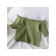 thumbnail image 2 of Women Short sleeve solid knitted crop top, 2 of 4