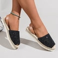thumbnail image 3 of Rokment Bling Sequin Platform Sandals for Women with Back Strap Bridal Sparkly Leather Peep Toe Espadrilles Chunky Heels Slingback Dressy Summer Shoes Black Size 5.5, 3 of 5