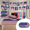 thumbnail image 4 of Qocolhg 170Pcs American Independence Day Party Supplies, Disposable Napkins Paper Plates Paper Cups Knife Fork Spoon Flag and Tablecloth, Day 4th of July Independence Day Decorations, Serve 24, 4 of 9