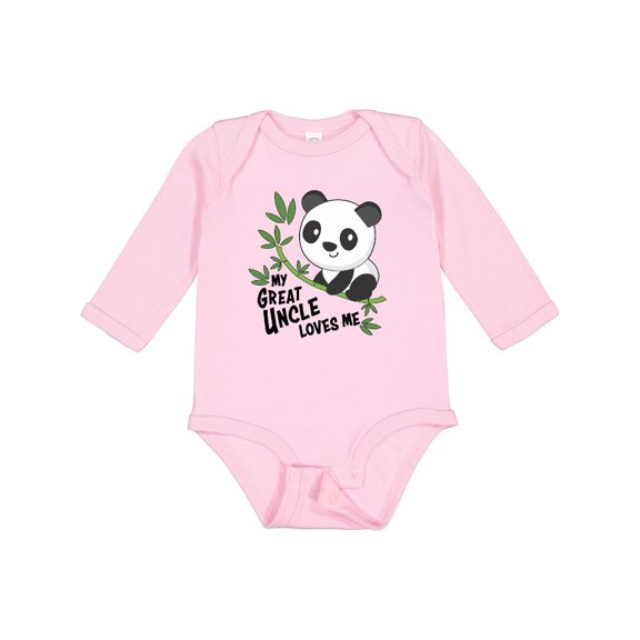Inktastic My Great Uncle Loves Me- Cute Panda Boys or Girls Long Sleeve Baby Bodysuit