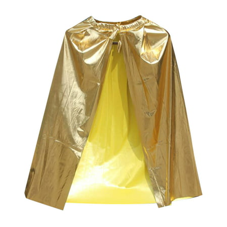 TopTie Shining Superhero Cape Dress Up Costume Party Accessory-Gold-Kid Size