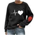 thumbnail image 2 of HOMBOM Valentines Sweatshirt for Women Black Pullover Hoodless Solf Graphic Long Sleeve Womens Tops Crew Neck, 2 of 5
