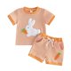 thumbnail image 1 of Las Niñas Serán Niñas Bruja Camisa de Verano Niñas Elegante Tejido Traje Cuello Redondo Manga Corta Bordado Rayas Camiseta Dos Piezas Pantalones Conjunto, 1 of 9