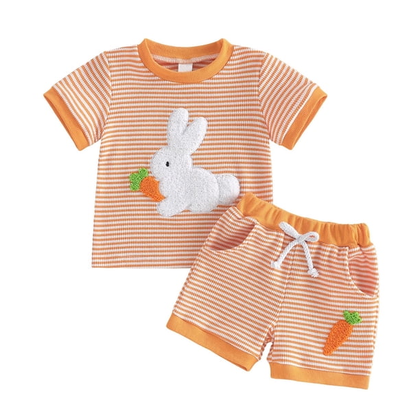 Las Niñas Serán Niñas Bruja Camisa de Verano Niñas Elegante Tejido Traje Cuello Redondo Manga Corta Bordado Rayas Camiseta Dos Piezas Pantalones Conjunto
