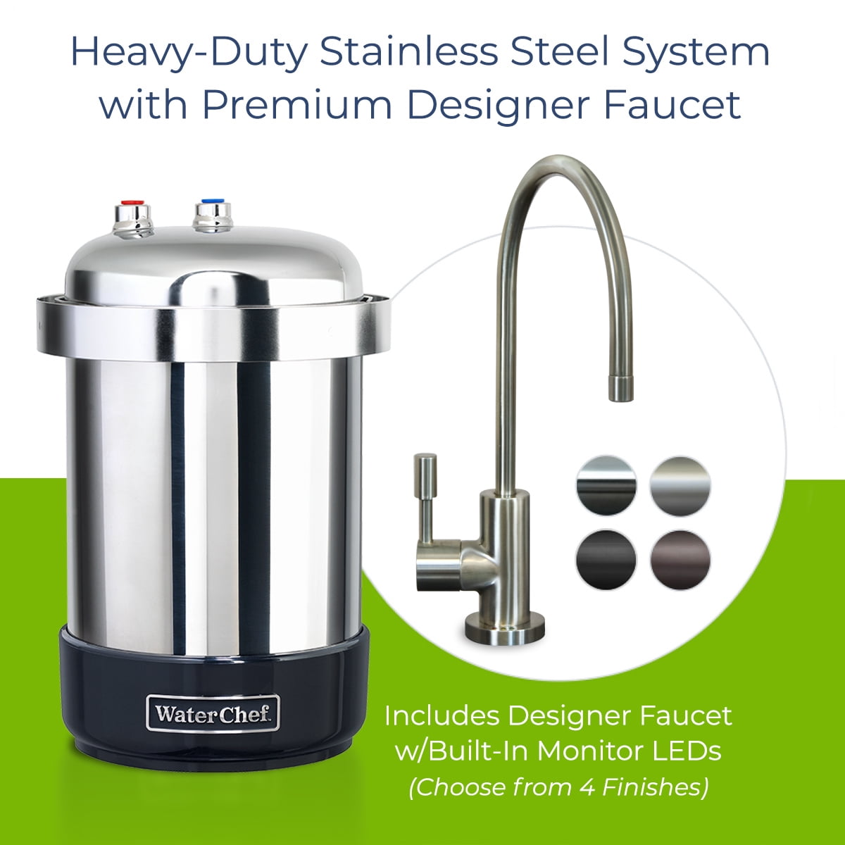 WaterChef U9000 Under-Sink Water Filtration System, Brushed Nickel Faucet, NSF Certified, Removes 78 Contaminants