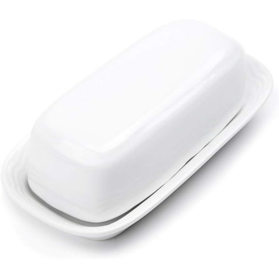 Butter Dish, White Stoneware