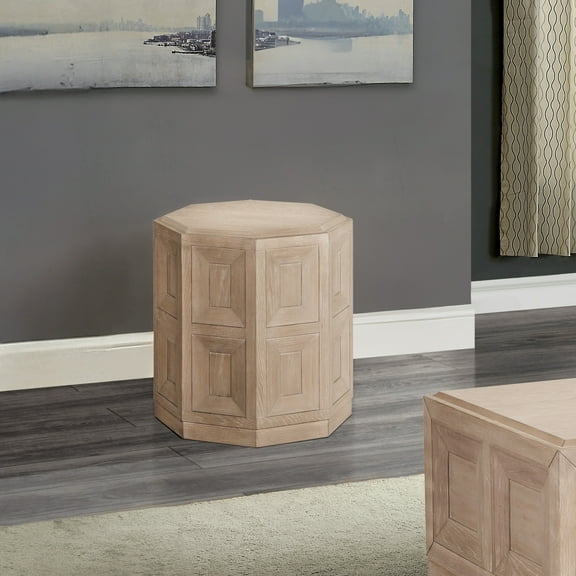 Furniture of America Direx Modern Solid Wood Octagon End Table, Natural