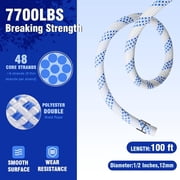 Greteefor Double Block and Tackle Pulley System with 100ft x 1/2in Rope, 7700lb Breaking Strength, 4:1 Lifting Ratio, Heavy-Duty Hoist for Lifting