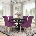 thumbnail image 2 of JERFIT 5-Piece Round Dining Table Set with Cross-Buck Base and 4 Upholstered Chairs, Black and Purple Modern Farmhouse Kitchen Furniture, 2 of 9