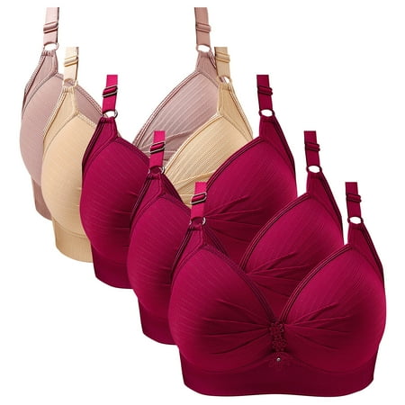 Pavied Bralettes for Women Feelingirl Bra Push Up Bra Thin Laceless Steel Ring Comfortable Breathability Underwear Large Size Brater Buckle Female Bra Seamless Bras Full Coverage Bras Red 2XL