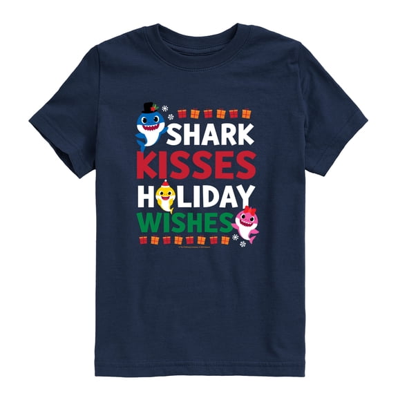 Baby Shark - Shark Kisses Holiday Wishes Toddler Boys' Toddler Short Sleeve Graphic T-Shirt