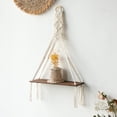 thumbnail image 3 of Walbest Hand Woven Tapestry Bohemian Style Space-saving Cotton Rope Floating Shelf Macrame Wall Hanging Stand for Farmhouse Decoration, 3 of 7