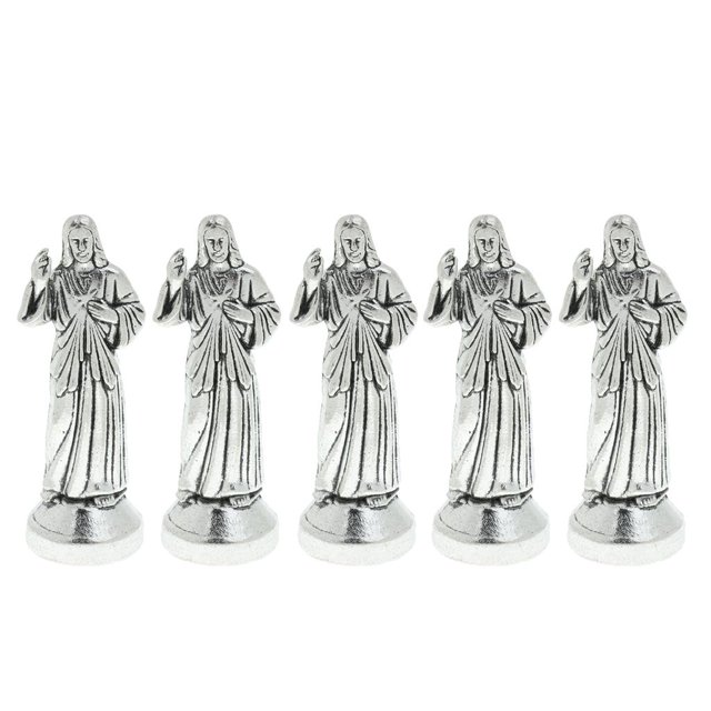 de 5 figuras cristianas de la estatua de Jesús de la decoración rezando plata 7cm Zulema Estatua religiosa de Jesús santo
